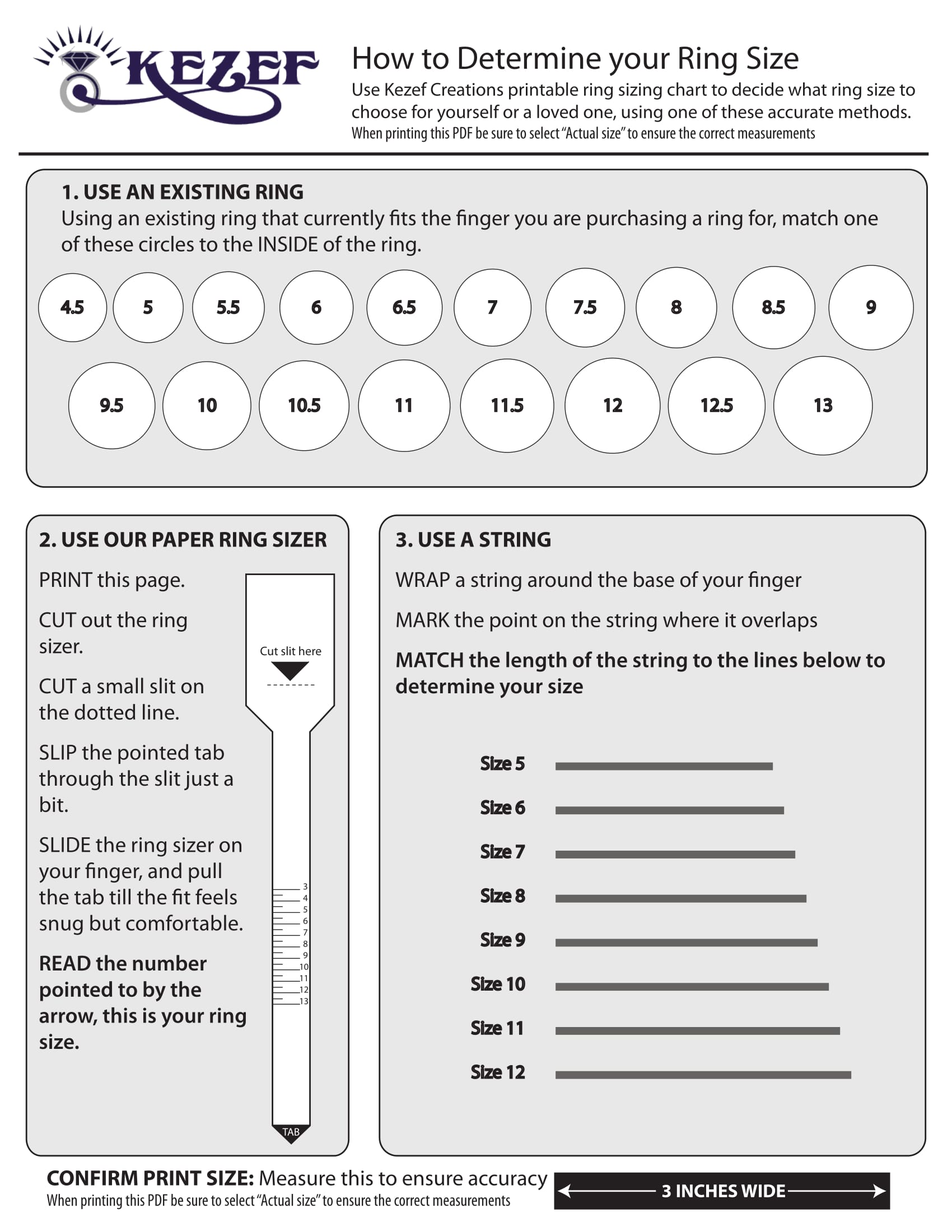 Ring Size Chart For Men Pdf